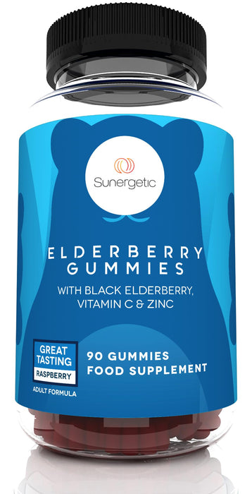 Premium Black Elderberry Gummies – Black Elderberry with Vitamin C & Zinc – Helps Support Immune System – Great Tasting Sambucus Elderberry Gummies – Raspberry Flavored Elderberry Gummies – 90 Gummies