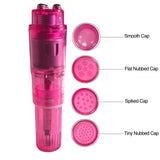 Finever Small Mini Vibrating Massager Handheld Portable Tool for Women with 4 Heads Pocket Pen for Face, Neck, Head,Back and Shoulder Pink Purple and Blue