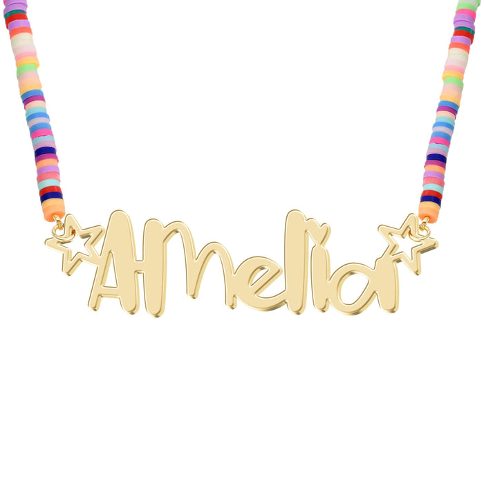 UMAGICBOX Personalized Girls Name Necklace Custom Rainbow Magic 18K Gold Plating Pendant Jewelry Christmas Birthday Party Gift for Teen Kids Daughter Granddaughter