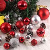 Silver & Red 1.6" Small Christmas Balls Christmas Tree Decoration Ornaments Shatterproof Hanging Balls for Birthday Halloween Holiday Wedding Decorations Set of 12pcs