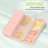 FYY 2 Pcs Daily Pill Organizer, 7 Compartments Portable Pill Case Travel Pill Organizer,[Folding Design]Pill Box for Purse Pocket to Hold Vitamins,Cod Liver Oil,Supplements and Medication-Pink+Navy