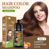 Joyful Young Natural Hair Dye Shampoo 3 IN 1, Hair Color for Gray Hair Coverage, Hair Coloring Shampoo for Women, Color Shampoo Beard Dye for Men, Vegan Ammonia Free Hair Shampoo (Light Brown)