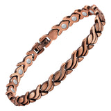 Feraco Copper Bracelet for Women 99.99% Solid Copper Magnetic Bracelets, Unique X Shape Links, Magnetic Field Therapy Jewelry Gifts (Fishtail)