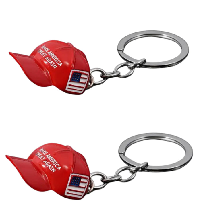 MAGA & Trump Apparel Keychain MAGA Trump 2024 Show Your Support for Trump Everywhere You Go (Red MAGA Hat, 2 pack)