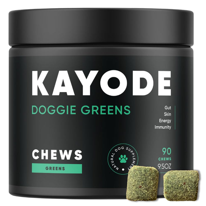 Doggie Greens - Supergreens & Probiotics for Dogs. No Messy Powder. Natural Vitamin & Mineral Supplement for Dogs. Includes Spirulina, Kelp & Antioxidant Berry Mix. Great for Homemade Food.