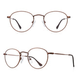 RB.Pilot Small Metal Round Reading Glasses for Women Men Classic Vintage Retro Shades Blue Light Blocking Computer Readers (Brown, 3.25)