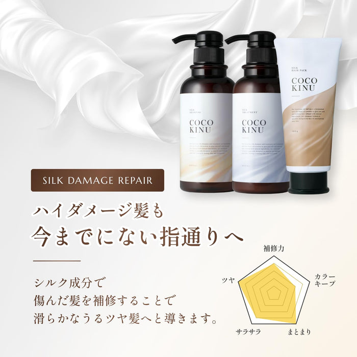 Coco Kinu Salon Shampoo, Treatment, Hair Mask (3-piece set) - Salon-exclusive product for intensive damage repair with a silky soap fragrance.