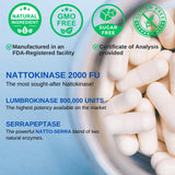 VINATURA Lumbrokinase, Nattokinase 2000FU & Serrapeptase - USA Made & Tested, Circulation Supplements of Nattokinase Serrapeptase (Natto-Serra), Rutin, Beetroot, Lumbrokinase Supplement