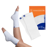 NanoSocks Compression Socks for Women & Men (1 Pair) - BEST Ankle Brace Support Sleeve for Neuropathy, Plantar Fasciitis, Diabetic Foot Nerve Pain Relief - Toeless (Large, White)