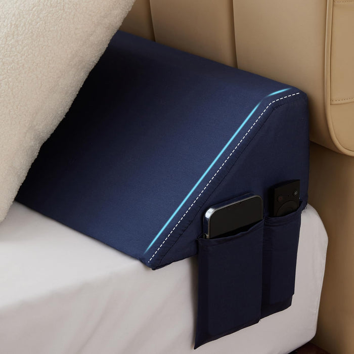 Bedluxe King Wedge Pillow Headboard (76"x10"x6"), Bed Wedge Pillow for Headboard, Foam Headboard Pillow, Bed Gap Filler King - Fill The Gap (0-7"), Mattress Gap Filler (Navy)