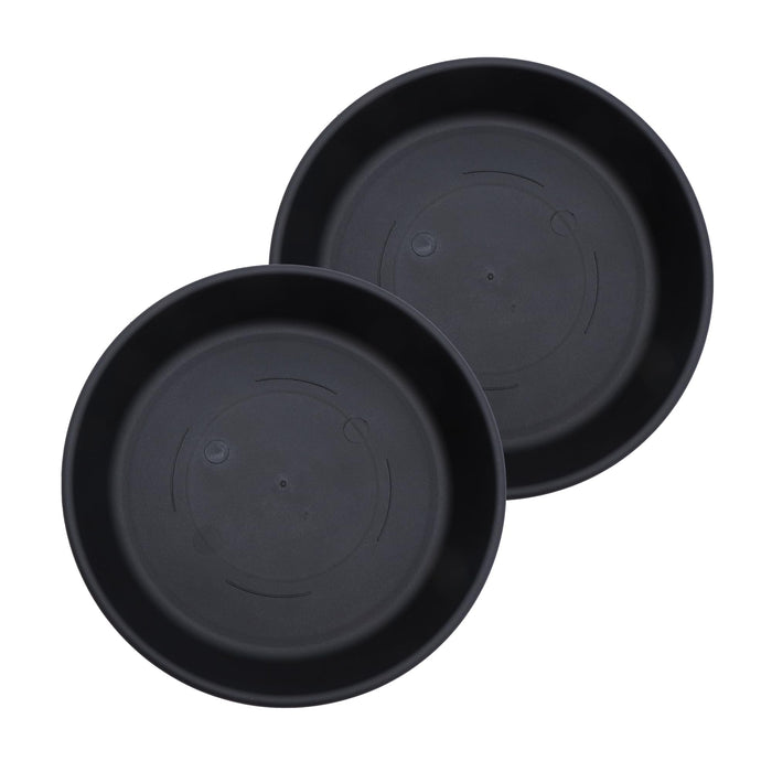 The HC Companies 14 Inch Classic Round Plant Saucer, Lightweight UV-Resistant Plastic Outdoor & Indoor Flower Pot Tray, 2-Pack Plant Pot Trays for Garden & Home Decor, Black
