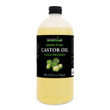 GreenIVe Castor Oil Organically Grown 100% Pure 32oz Bottle Cold Pressed, Hexane Free, Eyelash and Eybrow Growth Serum, Skin Moisturizer Detox and Wraps