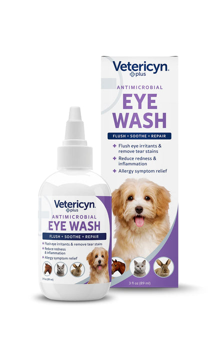 Vetericyn Plus Eye Wash, Dog & Cat Eye Drops, Allergy Symptom Relief, 3 oz