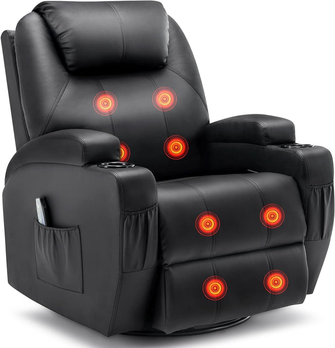 Korser Power Lift Recliner Chair for Elderly and Adults, Electric Recliner with Massage and Heating, Reclining Chair with Remote Control and Cup Holder, Faux Leather Reclining Sofa Chair