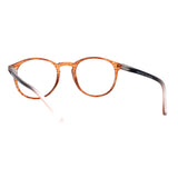 SA106 Retro Round Thin Horn Rim Plastic Reading Glasses Brown +1.5