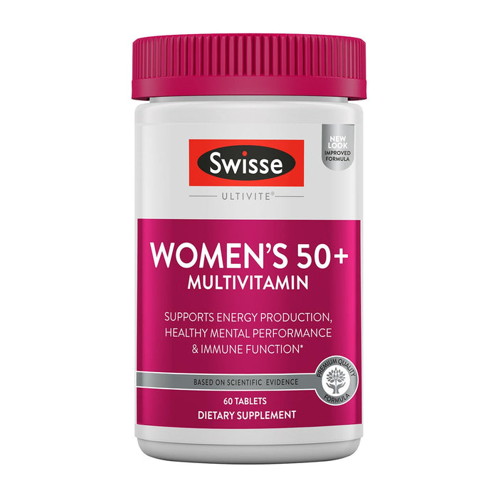 Swisse Daily Multivitamin for Women 50 and Over | 41 Vitamins, Antioxidants and Minerals + Adaptogens | Energy, Stress & Immune Support | Womens 50+ Multivitamins Supplement | 60 Tablets