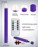 SHYMERY Flameless Advent Candles,Real Wax Battery Operated Electric LED Taper Candles with Remote Timer, Set of 4 Purple & Pink Flickering for Wreath Thanksgiving Christmas Outdoor Centerpieces