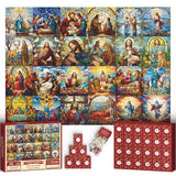 Advent Calendar 2024 Christmas Puzzle for Adults 1000 Pieces, Christmas Stained Glass Life of Jesus Jigsaw Puzzles, 24 Days Christmas Countdown Calendar Winter Puzzle as Christmas Decoration