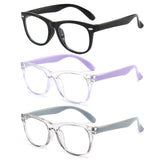 FANNYGO 3 Pack kids Blue Light Blocking Glasses For Girls And Boys Computer Blue Light Blocking Glasses For Age 3-11 (Black + Light purple + Light gray)