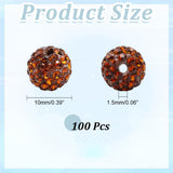 PH PandaHall 100pcs Rhinestone Clay Beads, 10mm Pave Disco Ball Clay Beads Polymer Clay Beads Rhinestones Crystal Diamond Beads for Bracelet Necklace Earring Jewelry Making Christmas Decor, Coffee