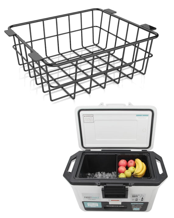 Wire Basket for Ninja FrostVault Hard Cooler & Wheeled Cooler - Heavy-Duty Organizer Rack for Efficient Storage, Dry-Goods Basket for Perfect for Camping Trips or Outdoor Parties, Black(L)