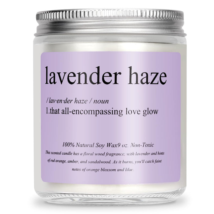 Taylor Candle with Lavender Scent -Birthday Gift/Party Decorations, Handcrafted, Long-Lasting 9oz Candle with Definition of Lavender Haze