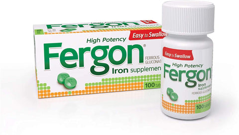 FERGON Iron Supplement, Tablets, 100 Count (Pack of 3)