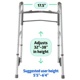 Medline Lightweight Folding Walker with 5” Wheels, Aluminum Frame Supports up to 300 lbs. ( Pack of 4)