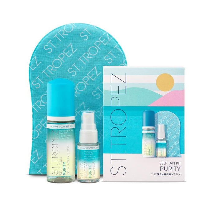 St.Tropez Self Tan Purity Mini Kit, 100% Clean Water Tanning Mousse and Face Mist, Vegan-Friendly with Tropical Scent, Natural Golden Self Tanner