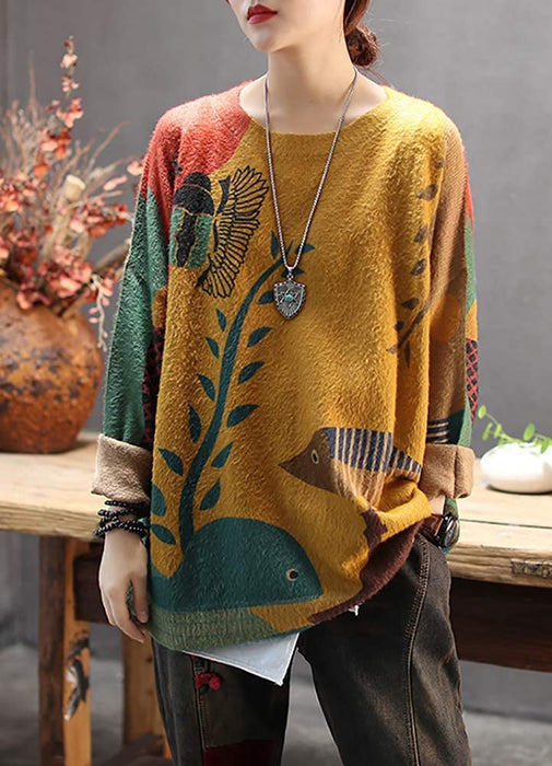 YESNO Women Ugly Christmas Sweater Graphic Printed Oversized Pullover Sweaters Casual Loose Knit Tops L S01 CR19