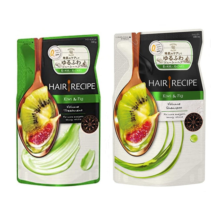 HAIR RECIPE Treatment Kiwi Empower Volume Recipe Refill 11.6 oz (330 g) & Shampoo Kiwi Empower Volume Recipe Refill 11.2 fl oz (330 ml)