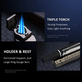 PROMISE Torch Lighter Triple Jet Flame Refillable Butane Lighter Windproof Lighter- Butane Not Included (Black Crackle)