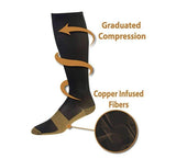 Unisex Copper Compression Socks - Travel Flight Miracle Socks Anti Swelling Fatigue DVT Support Copper Infused Plantar Fasciitis (Large/XL)