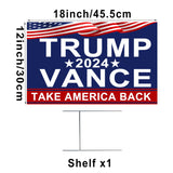 LCCBRO Trump JD Vance 2024 Yard Sign 12''x18'' Double Sided with Stand, Trump Vance 2024 Lawn Sign, Take America Back Yard Signs and Heavy Duty Metal H-Frames