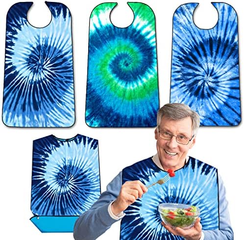 3 Pack Adult Bibs with Crumb Catcher, Washable and Adjustable Adult Bibs for Men Elderly Seniors, Bibs for Eating