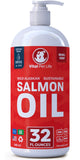 Salmon Oil for Dogs & Cats - Healthy Skin & Coat, Fish Oil, Omega 3 EPA DHA, Liquid Food Supplement for Pets, All Natural, Supports Joint & Bone Health, Natural Allergy & Inflammation Defense, 32 oz