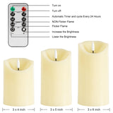 ANGELLOONG Flickering Flameless Candles with Remote, Battery Operated Fake Candles with Timer, Realistic LED Electric Pillar Candles for Home Wedding Birthday Christmas Decor, Set of 3