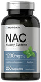 Horbaach NAC N-Acetyl Cysteine Supplement 1200mg – 250 Capsules, Non-GMO, Gluten-Free, Peppermint Flavor