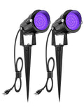 ZUCKEO 15W Halloween Blacklight Spotlight Outdoor LED Black Lights Waterproof Landscape Lighting with US Plug for Glow Dancing Party Body Painting Neon Poster Christmas Decorations(2Pack)