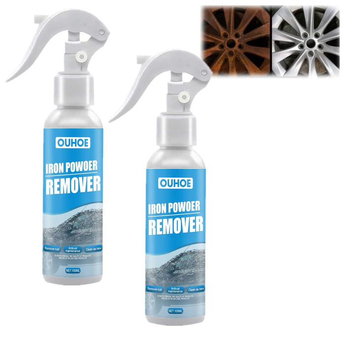 Ouhoe Iron Powder Remover - Car Rust Removal Spray, Rustout Instant Remover Spray, Multifunctional Rust Removal Spray for Rust from Tools, Metals, Car Parts, Maintenance Cleaning Derusting Spray (2pc)