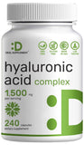 Hyaluronic Acid Supplements 1,500*mg – 240* Capsules, with MSM & Vitamin C – Pure 95% | Non-GMO + Plant Based HA – Supports Healthy Joints, Bones, Connective Tissue, & Skin Hydration