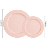 DaYammi 60PCS Pink Plates,Disposable Pink Plastic Plates With Glitter,Granite Plastic Plates,Heavy Duty Pink Party Plates Include 10.25inch Dinner Plates,7.5inch Dessert Plates for Party