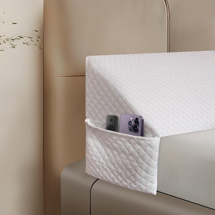 TOACSUCP Wedge Pillow Headboard, Pillow Wedge for Headboard Gap with 2 Side Large Pocket, Bed Gap Filler (0-8"), Headboard Wedge Pillow Queen Size(White, 60"x10"x6")