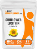 BulkSupplements.com Sunflower Lecithin Powder - Sunflower Lecithin Supplement, Lecithin Powder Food Grade - Vegan & Gluten Free, 1200mg per Serving, 100g (3.5 oz) (Pack of 1)
