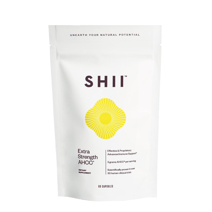 SHII Extra Strength AHCC Mushroom Supplement, Immune Support Supplement, Helps with Stronger Immune Performance, Help Focus, Vegan, Gluten-Free, Sugar-Free, 60 Capsules per Pack, 3g AHCC per Serving