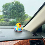 TAOHUAJIANG Rubber Ducks Trump Car Duck Dashboard Decoration Squeak Ducks Toys Car Ornaments Car Décor Accessories with Sunglasses，Gold-Plated Necklace and Flagship (Style G)