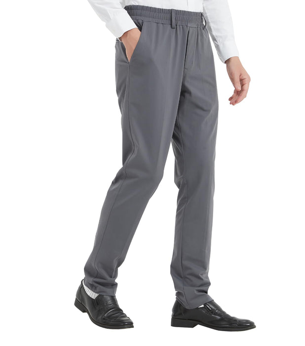 LETAOTAO Mens Elastic Waist Pants for Seniors High Stretch Expandable Waist Slaks for Elderly with Magnet Button (Light Grey 40W x 28L)