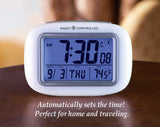 Collections Etc Cordless Atomic Digital Alarm Clock, White