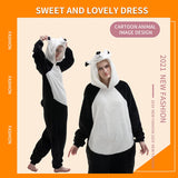 COSUSKET Fitted Unisex Adult Bear Onesie Pajamas, Halloween Sherpa Women's Cosplay Animal One Piece Costume White/Black