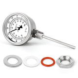 MEANLIN MEASURE 1/2" NPT Bimetal Thermometer for hot Water, boilers, and Pipes，3.3" Dial, 4.4" Stainless Steel Stem，Temperature Range 0-220°F/-10-100 ° C, Accuracy 2%,Lower Mount